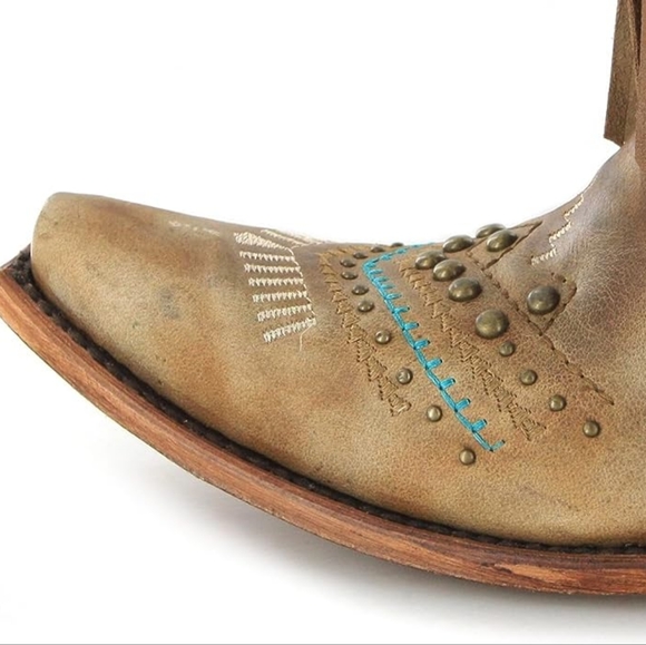 NEW Corral Ladies Brown & Multicolor Crystal Fringe Snip Toe Boots C2910 IN BOX - Picture 3 of 7